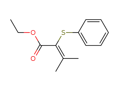 Molecular Structure of 80539-02-2 (2-Butenoic acid, 3-methyl-2-(phenylthio)-, ethyl ester)
