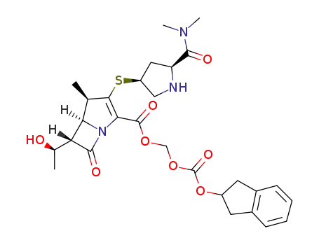 Molecular Structure of 1450666-26-8 (indan-2-yloxycarbonyloxymethyl (1R,5S,6S)-2-{[(3S,5S)-5-(N,N-dimethylcarbamoyl)pyrrolidin-3-yl]thio}-6-[(1R)-1-hydroxyethyl]-1-methylcarbapen-2-em-3-carboxylate)