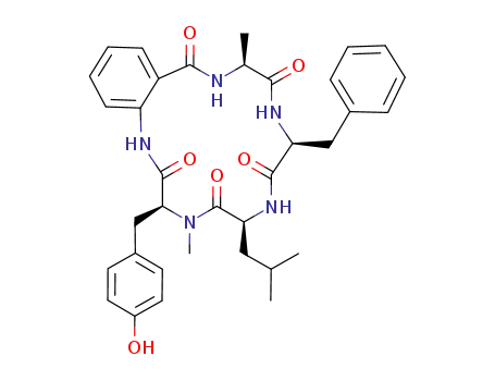 Molecular Structure of 109171-15-5 (Cyclo(L-alanyl-L-phenylalanyl-L-leucyl-N-methyl-L-tyrosyl-2-aminobenzoyl))
