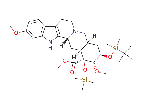 Molecular Structure of 185811-05-6 ((1S,2S,3R,4aS,13bR,14aS)-3-(tert-Butyl-dimethyl-silanyloxy)-2,11-dimethoxy-1-trimethylsilanyloxy-1,2,3,4,4a,5,7,8,13,13b,14,14a-dodecahydro-indolo[2',3':3,4]pyrido[1,2-b]isoquinoline-1-carboxylic acid methyl ester)
