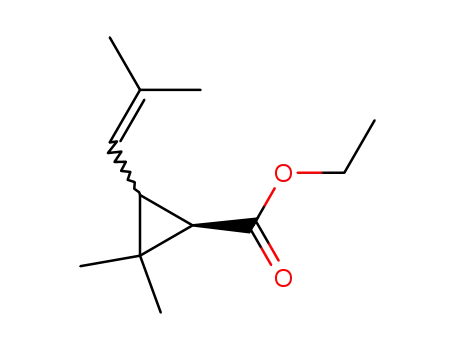 Molecular Structure of 7377-84-6 (Cyclopropanecarboxylic acid, 2,2-dimethyl-3-(2-methyl-1-propenyl)-,
ethyl ester, (1R,3S)-rel-)