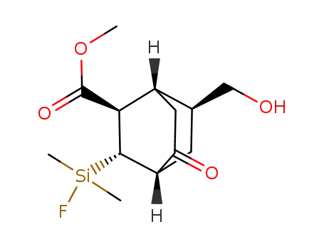 Molecular Structure of 871938-44-2 ((1S,2R,3S,4S,7S)-3-(Fluoro-dimethyl-silanyl)-7-hydroxymethyl-5-oxo-bicyclo[2.2.2]octane-2-carboxylic acid methyl ester)