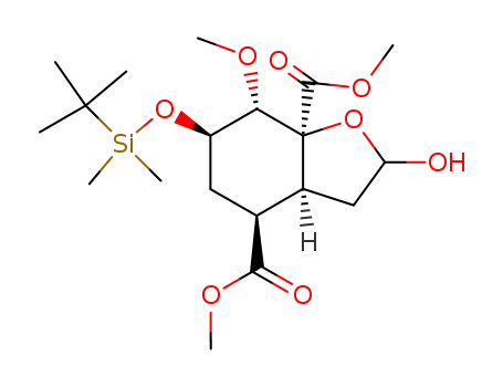 Molecular Structure of 185810-96-2 ((3aS,4S,6R,7S,7aS)-6-(tert-Butyl-dimethyl-silanyloxy)-2-hydroxy-7-methoxy-hexahydro-benzofuran-4,7a-dicarboxylic acid dimethyl ester)