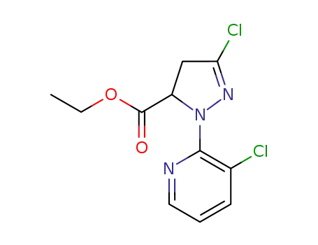 Molecular Structure of 500011-89-2 (1H-Pyrazole-5-carboxylic acid,
3-chloro-1-(3-chloro-2-pyridinyl)-4,5-dihydro-, ethyl ester)