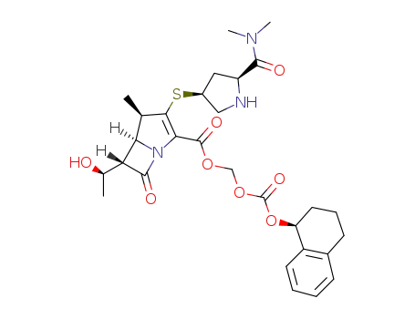 Molecular Structure of 1450666-37-1 ((S)-tetral-1-yloxycarbonyloxymethyl (1R,5S,6S)-2-{[(3S,5S)-5-(N,N-dimethylcarbamoyl)pyrrolidin-3-yl]thio}-6-[(1R)-1-hydroxyethyl]-1-methylcarbapen-2-em-3-carboxylate)