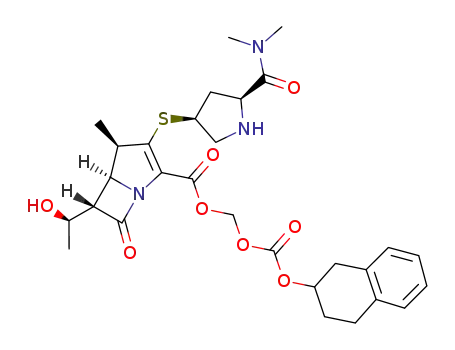 Molecular Structure of 1450666-27-9 (tetral-2-yloxycarbonyloxymethyl (1R,5S,6S)-2-{[(3S,5S)-5-(N,N-dimethylcarbamoyl)pyrrolidin-3-yl]thio}-6-[(1R)-1-hydroxyethyl]-1-methylcarbapen-2-em-3-carboxylate)