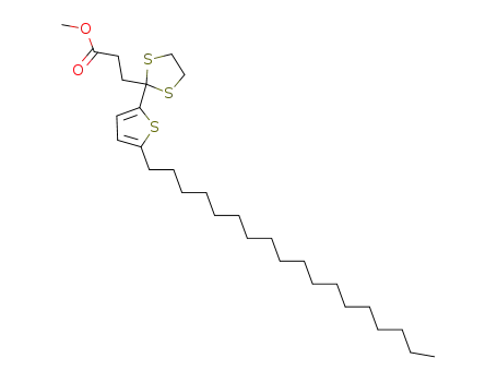 Molecular Structure of 111514-94-4 (3-[2-(5-Octadecyl-thiophen-2-yl)-[1,3]dithiolan-2-yl]-propionic acid methyl ester)