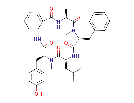 Molecular Structure of 109171-13-3 (Cyclo(L-alanyl-N-methyl-L-phenylalanyl-L-leucyl-N-methyl-L-tyrosyl-2-aminobenzoyl))