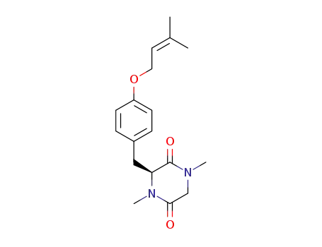 Molecular Structure of 193274-70-3 (2,5-Piperazinedione,
1,4-dimethyl-3-[[4-[(3-methyl-2-butenyl)oxy]phenyl]methyl]-, (S)-)