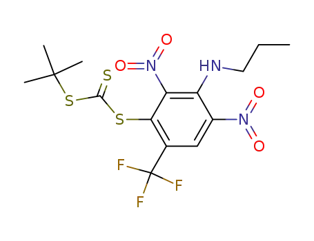 Molecular Structure of 74512-00-8 (tert-Butyl 2,4-dinitro-3-(n-propylamino)-6-(trifluoromethyl)phenyl trithiocarbonate)