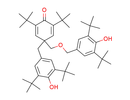 Molecular Structure of 127900-98-5 (2,6-Di-tert-butyl-4-(3,5-di-tert-butyl-4-hydroxy-benzyl)-4-(3,5-di-tert-butyl-4-hydroxy-benzyloxymethyl)-cyclohexa-2,5-dienone)