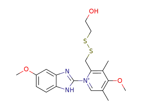 Molecular Structure of 102283-10-3 (2-(2-hydroxyethyldisulfanylmethyl)-4-methoxy-1-(5-methoxybenzimidazol-2-yl)-3,5-dimethylpyridinium)