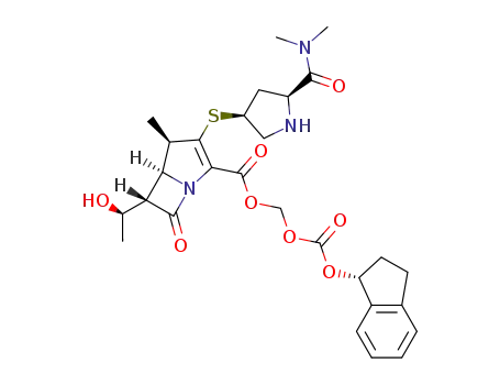 Molecular Structure of 1450666-39-3 ((R)-indan-1-yloxycarbonyloxymethyl (1R,5S,6S)-2-{[(3S,5S)-5-(N,N-dimethylcarbamoyl)pyrrolidin-3-yl]thio}-6-[(1R)-1-hydroxyethyl]-1-methylcarbapen-2-em-3-carboxylate)