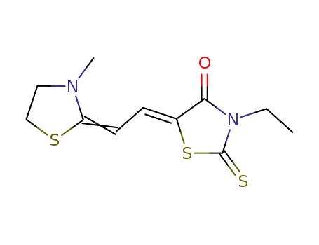 Molecular Structure of 27930-87-6 (3-ethyl-5-[(3-methylthiazolidin-2-ylidene)ethylidene]rhodanine)
