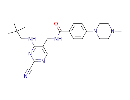 Molecular Structure of 501000-36-8 (N-[[2-Cyano-4-(2,2-dimethylpropylamino)pyrimidin-5-yl]methyl]-4-(4-methylpiperazin-1-yl)benzamide)