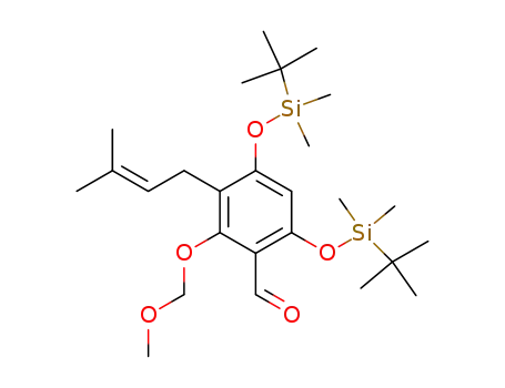 Molecular Structure of 426820-46-4 (4,6-bis-(<i>tert</i>-butyl-dimethyl-silanyloxy)-2-methoxymethoxy-3-(3-methyl-but-2-enyl)-benzaldehyde)