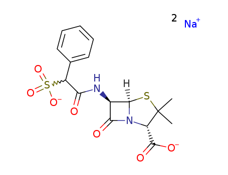 4-Thia-1-azabicyclo[3.2.0]heptane-2-carboxylicacid, 3,3-dimethyl-7-oxo-6-[(2-phenyl-2-sulfoacetyl)amino]-, sodium salt (1:2),(2S,5R,6R)-