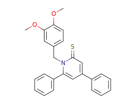 Molecular Structure of 76950-89-5 (2(1H)-Pyridinethione, 1-[(3,4-dimethoxyphenyl)methyl]-4,6-diphenyl-)