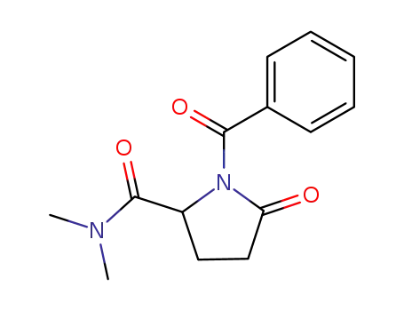 Molecular Structure of 85761-29-1 ((S)-1-benzoyl-N,N-dimethyl-5-oxopyrrolidine-2-carboxamide)