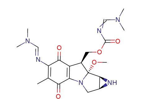 Molecular Structure of 88948-91-8 (7-<<(dimethylamino)methylene>amino>-N<sup>10</sup>-<(dimethylamino)methylene>-9a-methoxymitosane)