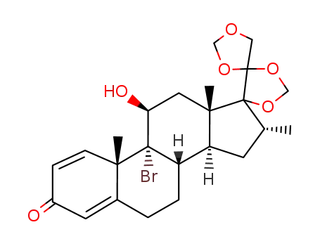 Molecular Structure of 88509-22-2 (9α-bromo-11β-hydroxy-16α-methyl-17α,20;20,21-bismethylenedioxy-pregna-1,4-diene-3-one)