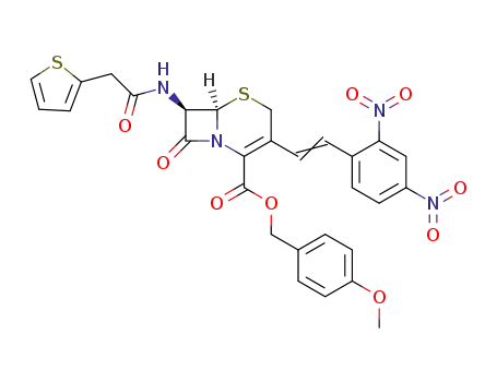 5-Thia-1-azabicyclo[4.2.0]oct-2-ene-2-carboxylic acid,
3-[(1Z)-2-(2,4-dinitrophenyl)ethenyl]-8-oxo-7-[(2-thienylacetyl)amino]-,
(4-methoxyphenyl)methyl ester, (6R,7R)-