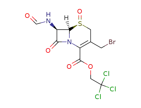 Molecular Structure of 33465-56-4 (2,2,2-trichloroethyl (1S,6R,7R)-3-bromomethyl-7-formamidoceph-3-em-4-carboxylate 1-oxide)