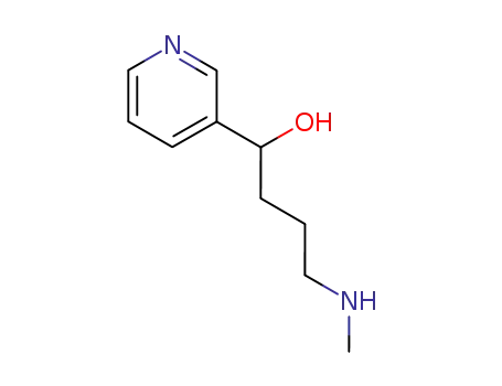 Molecular Structure of 2055-27-8 (4-methylamino-1-[3]pyridyl-butan-1-ol)