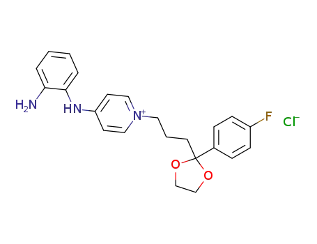 Molecular Structure of 65053-27-2 (4-[(2-AMinophenyl)aMino]-1-[3-[2-(4-fluorophenyl)-1,3-dioxolan-2-yl]propyl]pyridiniuM Chloride)