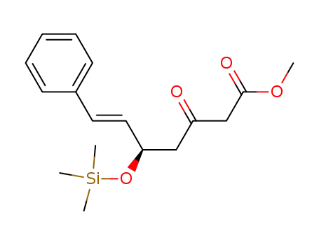 Molecular Structure of 931094-47-2 ((E)-(R)-3-Oxo-7-phenyl-5-trimethylsilanyloxy-hept-6-enoic acid methyl ester)