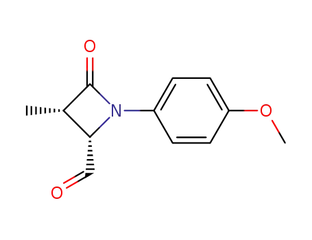 Molecular Structure of 133505-00-7 ((2R*,3R*)-1-(4-methoxyphenyl)-3-methyl-4-oxoazetidine-2-carbaldehyde)