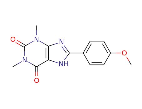 Molecular Structure of 967-42-0 (1H-Purine-2,6-dione, 3,7-dihydro-8-(4-methoxyphenyl)-1,3-dimethyl-)