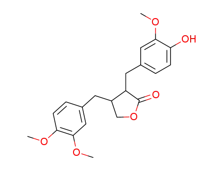Molecular Structure of 26687-82-1 (2(3H)-Furanone,
4-[(3,4-dimethoxyphenyl)methyl]dihydro-3-[(4-hydroxy-3-methoxyphenyl)
methyl]-)