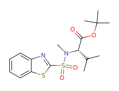 Molecular Structure of 270261-55-7 (2-[(benzothiazole-2-sulfonyl)-methyl-amino]-3-methyl-butyric acid <i>tert</i>-butyl ester)