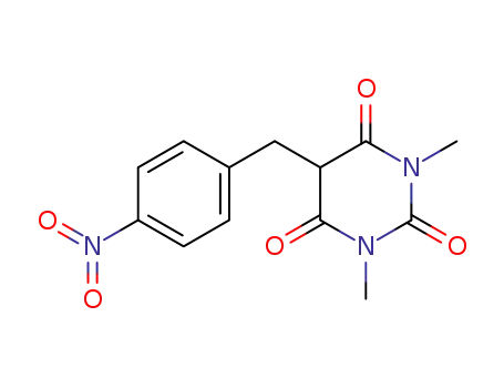 Molecular Structure of 114656-98-3 (1,3-dimethyl-5-(4-nitrobenzyl)pyrimidine-2,4,6(1H,3H,5H)-trione)