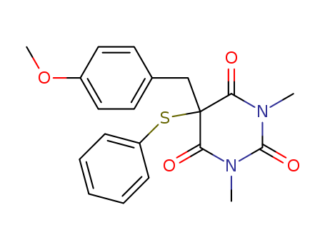 2,4,6(1H,3H,5H)-Pyrimidinetrione, 5-[(4-methoxyphenyl)methyl]-1,3-dimethyl-5-(phenylthio)-