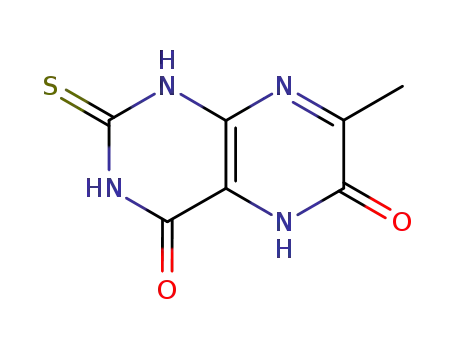 Molecular Structure of 6967-57-3 (1,2,3,5-tetrahydro-7-methyl-2-thioxopteridin-4,6-dione)