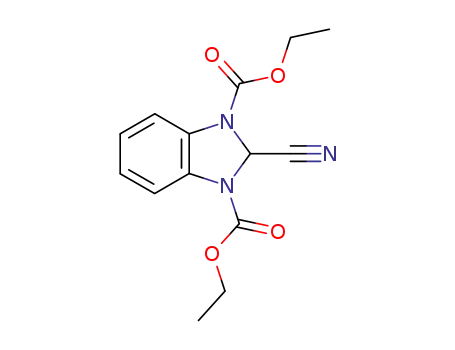 Molecular Structure of 113372-39-7 (1H-Benzimidazole-1,3(2H)-dicarboxylic acid, 2-cyano-, diethyl ester)
