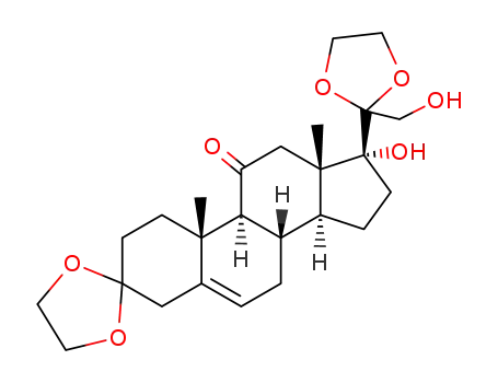 Molecular Structure of 101524-47-4 (17,21-Dihydroxy-pregn-5-ene-3,11,20-trione 3,20-Diethylene Ketal)