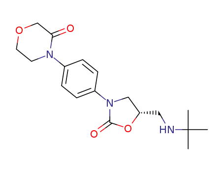 Molecular Structure of 1313613-19-2 (4-(4-((S)-5-(tert-butylaminomethyl)-2-oxooxazolidin-3-yl)phenyl)morpholin-3-one)