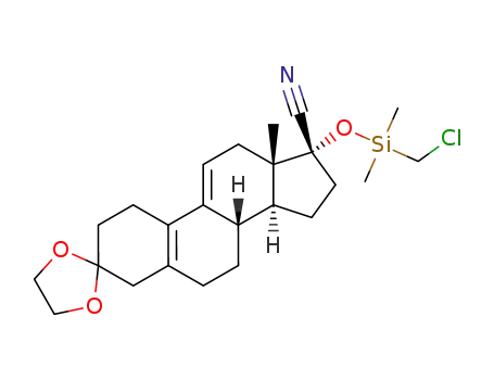 Molecular Structure of 290825-36-4 (3,3-ethylenedioxy-17β-cyano-17α-chloromethyl(dimethyl)siloxy estren-5(10),9(11)diene)