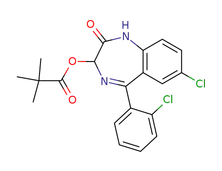 Molecular Structure of 57773-81-6 (7-chloro-5-(2-chlorophenyl)-2,3-dihydro-2-oxo-1H-1,4-benzodiazepin-3-yl pivalate)