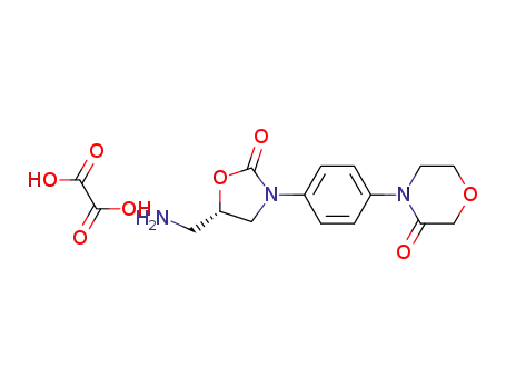 Molecular Structure of 1430407-73-0 (4-{4-[(5S)-5-(aminomethyl)-2-oxo-1,3-oxazolidine-3-yl]phenyl}morpholin-3-one oxalate)