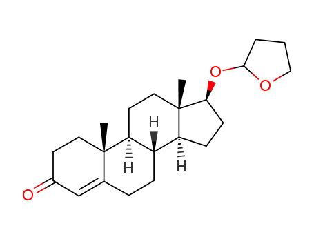 Molecular Structure of 4126-29-8 ((8R,9S,10R,13S,14S,17S)-10,13-dimethyl-17-((tetrahydrofuran-2-yl)oxy)-1,2,6,7,8,9,10,11,12,13,14,15,16,17-tetradecahydro-3H-cyclopenta[a]phenanthren-3-one)