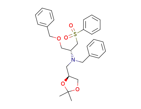 Molecular Structure of 212266-68-7 (((R)-2-Benzenesulfonyl-1-benzyloxymethyl-ethyl)-benzyl-((S)-2,2-dimethyl-[1,3]dioxolan-4-ylmethyl)-amine)