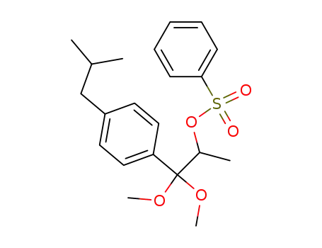 Molecular Structure of 81111-97-9 (Benzenesulfonic acid 2-(4-isobutyl-phenyl)-2,2-dimethoxy-1-methyl-ethyl ester)