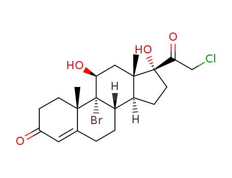 Molecular Structure of 110529-68-5 (9-bromo-21-chloro-11β,17-dihydroxy-pregn-4-ene-3,20-dione)