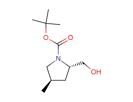 Molecular Structure of 220047-75-6 (Trans-Tert-Butyl 2-(Hydroxymethyl)-4-Methylpyrrolidine-1-Carboxylate)