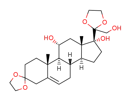 Molecular Structure of 102030-55-7 (11α,17α,21-Trihydroxy-pregn-5-ene-3,20-dione 3,20-Diethylene Ketal)