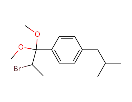 Molecular Structure of 80336-69-2 (Benzene, 1-(2-bromo-1,1-dimethoxypropyl)-4-(2-methylpropyl)-)